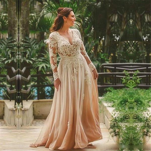elegant lace long sleeves champagne chiffon evening dresses see through bodice backless v neck prom party dress, Black;red
elegant lace long sleeves champagne chiffon evening dresses see through bodice backless v neck prom party dress, Black;red