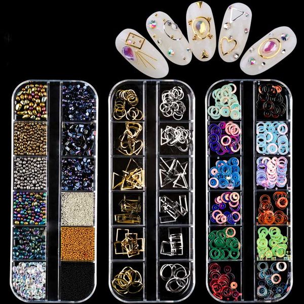 12 grid/case gold silver hollow 3d nail art decorations mix metal frame nail rivets shiny charm strass manicure accessories studs, Silver;gold
12 grid/case gold silver hollow 3d nail art decorations mix metal frame nail rivets shiny charm strass manicure accessories studs, Silver;gold