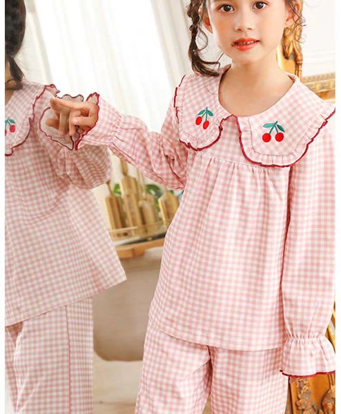 children's pajamas, women's spring and autumn clothes, cotton long sleeve plaid baby children's clothes, big children's, Blue;red 
children's pajamas, women's spring and autumn clothes, cotton long sleeve plaid baby children's clothes, big children's, Blue;red