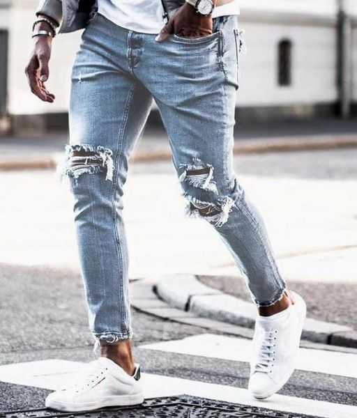 designer mens jeans mid waist regular washed zipper modern mens slim holes jeans long male apparel, Blue
designer mens jeans mid waist regular washed zipper modern mens slim holes jeans long male apparel, Blue