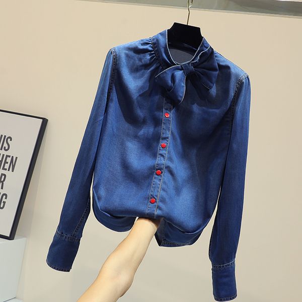 korean style loose denim blouses shirt female bf butterfly knot temperament coat 2020 spring fall girl students long jean shirts women, White
korean style loose denim blouses shirt female bf butterfly knot temperament coat 2020 spring fall girl students long jean shirts women, White