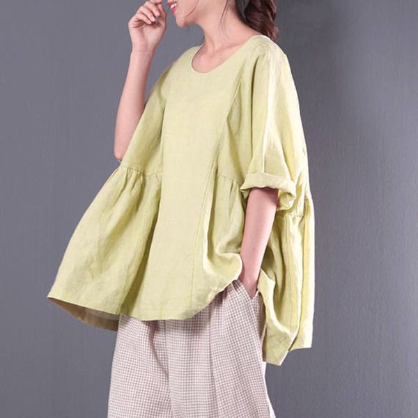 women spring vintage simple plain 3/4 long sleeve shirt casual retro cotton linen pleated blouse pullover plus size 5xl, White
women spring vintage simple plain 3/4 long sleeve shirt casual retro cotton linen pleated blouse pullover plus size 5xl, White