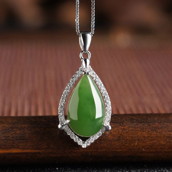 inlaid necklace and hetian jade water drop fashion pendant manufacturer direct sales belt certificate jasper necklace, Silver
inlaid necklace and hetian jade water drop fashion pendant manufacturer direct sales belt certificate jasper necklace, Silver