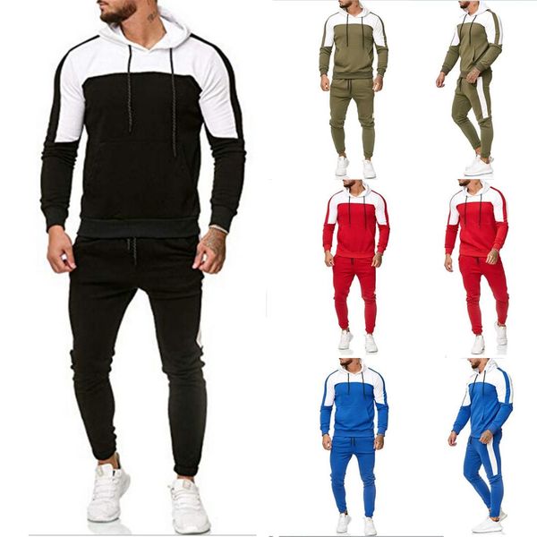 thefound casual men's hooded tracksuit hoodies casual suits sport wear sweatshirt pants set, Gray