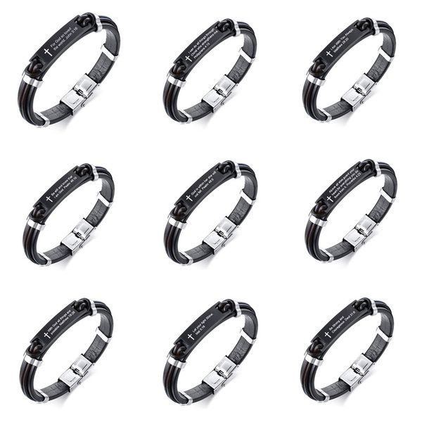 vnox bible quotes bracelets for men genuine leather bangle christ religious prayer gents casual jewelry, White
vnox bible quotes bracelets for men genuine leather bangle christ religious prayer gents casual jewelry, White