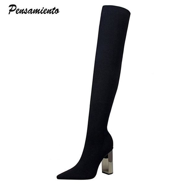 2019 brand women boots elegant high heels thigh high boots autumn winter bling knitting stretch slim over the knee shoes, Black
2019 brand women boots elegant high heels thigh high boots autumn winter bling knitting stretch slim over the knee shoes, Black