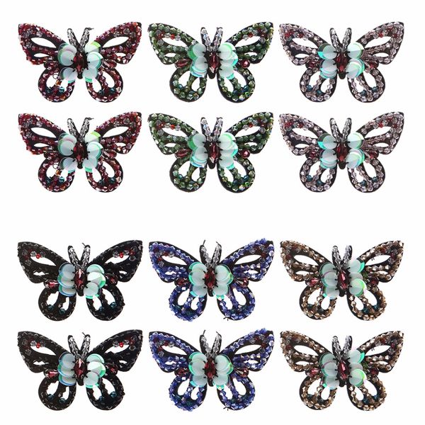 

eykosi 2pcs butterfly beads patches applique embroidered clothes shoes clips decoration new shoe decorations, Black