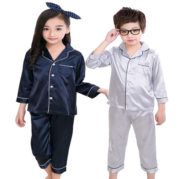 children silk pajama set 2019 spring summer girls boys silk fabric long sleeve pajamas set kids sleepwear nightwear clothes set, Blue;red
children silk pajama set 2019 spring summer girls boys silk fabric long sleeve pajamas set kids sleepwear nightwear clothes set, Blue;red