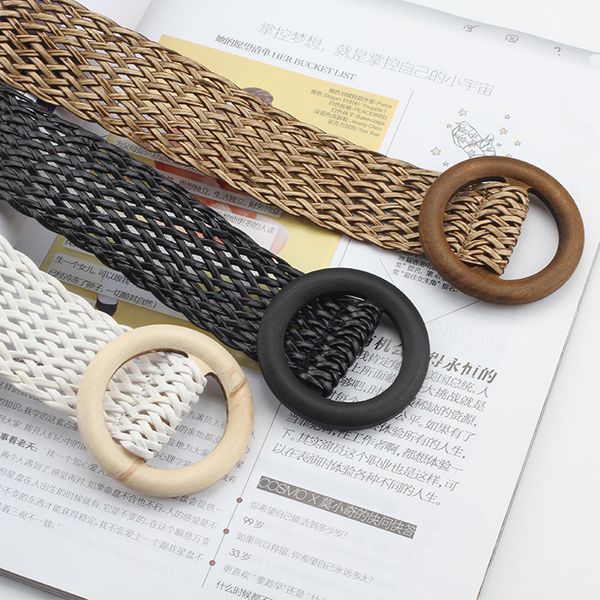 woman braided belts for women round wooden buckle designer waist strap ladies black white boho punk fake straw plastic belt 596, Black;brown
woman braided belts for women round wooden buckle designer waist strap ladies black white boho punk fake straw plastic belt 596, Black;brown