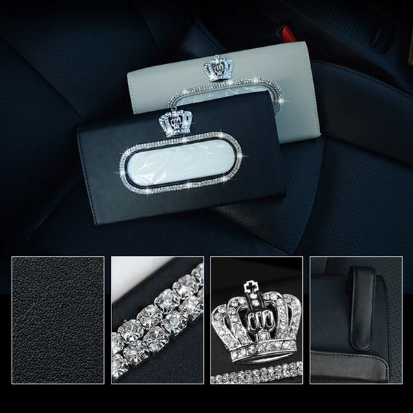 fashion crown crystal car tissue box sun visor leather auto tissue bag sunvisor hanging holder case napkin for car accessories
fashion crown crystal car tissue box sun visor leather auto tissue bag sunvisor hanging holder case napkin for car accessories