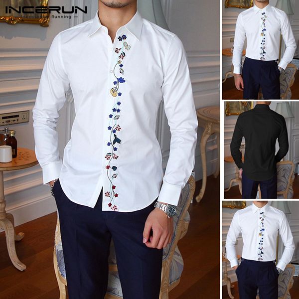 incerun mens white shirts 2020 new brand floral lapel long sleeve button elegant camisa men party social business blouse, White;black
incerun mens white shirts 2020 new brand floral lapel long sleeve button elegant camisa men party social business blouse, White;black