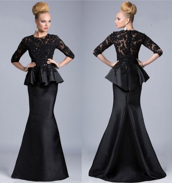 mother of the bride dresses mermaid jewel neck 3/4 sleeves lace appliques beaded peplum plus size party dress black evening gowns, Black;red
mother of the bride dresses mermaid jewel neck 3/4 sleeves lace appliques beaded peplum plus size party dress black evening gowns, Black;red