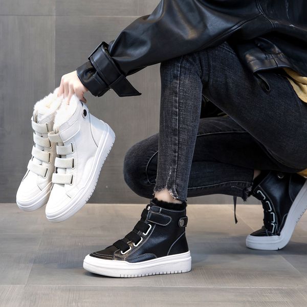 leather women's cotton shoes 2019 winter new velvet sneakers high-casual walking shoes women zz-190, Black
leather women's cotton shoes 2019 winter new velvet sneakers high-casual walking shoes women zz-190, Black