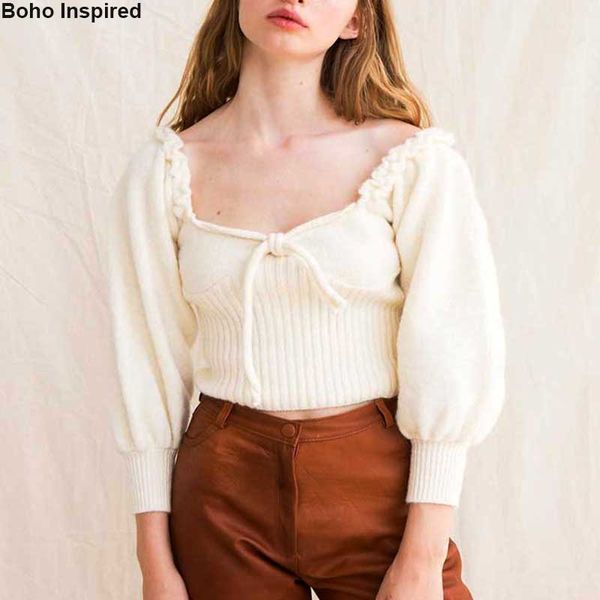 boho inspired white knit women puff sleeve squre neck cropped sweaters pullovers bow tied knitted sweaters jumpers 2019, White;black
boho inspired white knit women puff sleeve squre neck cropped sweaters pullovers bow tied knitted sweaters jumpers 2019, White;black