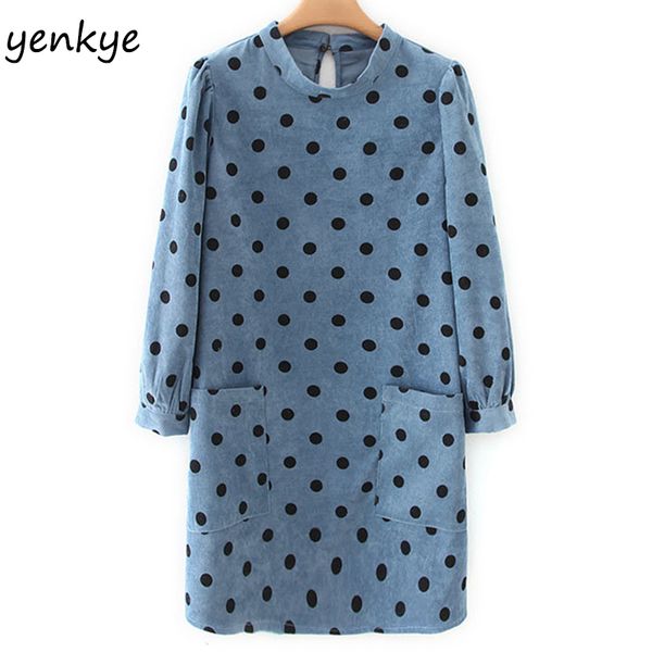 women vintage polka dot corduroy dress female long sleeve stand collar pockets straight mini autumn winter dress xzwm19191, Black;gray
women vintage polka dot corduroy dress female long sleeve stand collar pockets straight mini autumn winter dress xzwm19191, Black;gray