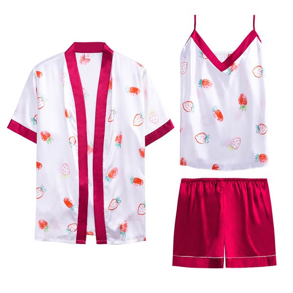 2019 sleep lounge women pajamas sets with shorts satin sleepwear casual silk pyjama femme 3 pieces flower print nightwear, Black;red
2019 sleep lounge women pajamas sets with shorts satin sleepwear casual silk pyjama femme 3 pieces flower print nightwear, Black;red