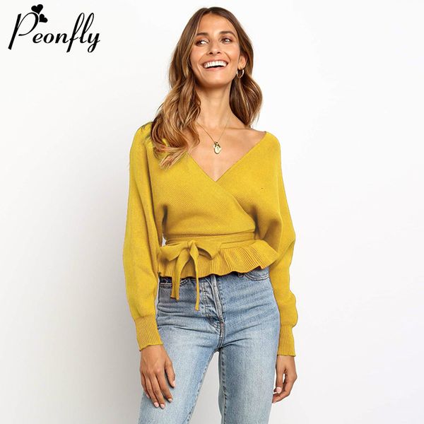 peonfly new 2019 women sweater pullover backless sashes women's autumn outerwear batwing casual ruffles jumper pull femme, White;black
peonfly new 2019 women sweater pullover backless sashes women's autumn outerwear batwing casual ruffles jumper pull femme, White;black