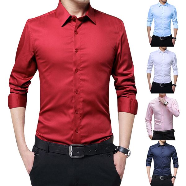 men long sleeve shirts slim fit solid business formal shirts for autumn nfe99, White;black
men long sleeve shirts slim fit solid business formal shirts for autumn nfe99, White;black