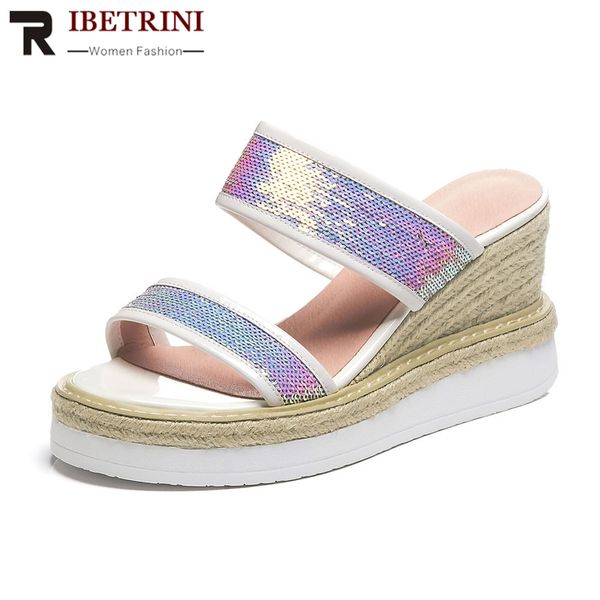 ribetrini new fashion summer slippers 2019 women's genuine leather bling ladies high heels platform shoes woman outside slippers, Black
ribetrini new fashion summer slippers 2019 women's genuine leather bling ladies high heels platform shoes woman outside slippers, Black