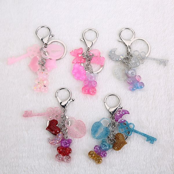 1pc multicolor bear,moon and key keychain flatback resin pendant charms resin dessert keyring for woman, Silver
1pc multicolor bear,moon and key keychain flatback resin pendant charms resin dessert keyring for woman, Silver
