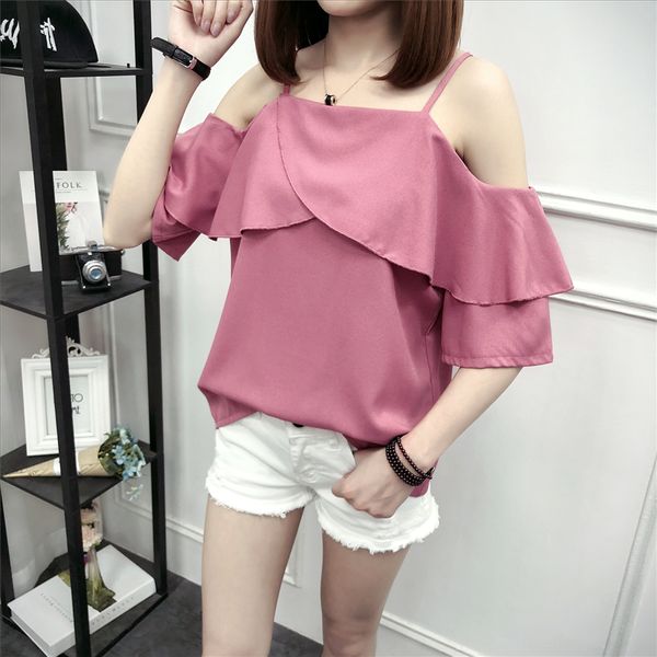 sling shoulder strap shoulder strap flounder strapless annual season short-sleeved loose one-line collar sweet 8805#, White
sling shoulder strap shoulder strap flounder strapless annual season short-sleeved loose one-line collar sweet 8805#, White