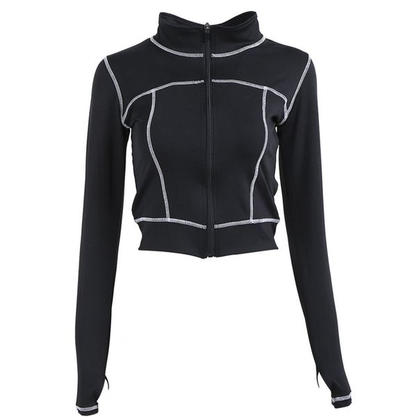 running jackets sports women elastic yoga clothing zipper gym fitness jacket quick dry, Black;red
running jackets sports women elastic yoga clothing zipper gym fitness jacket quick dry, Black;red