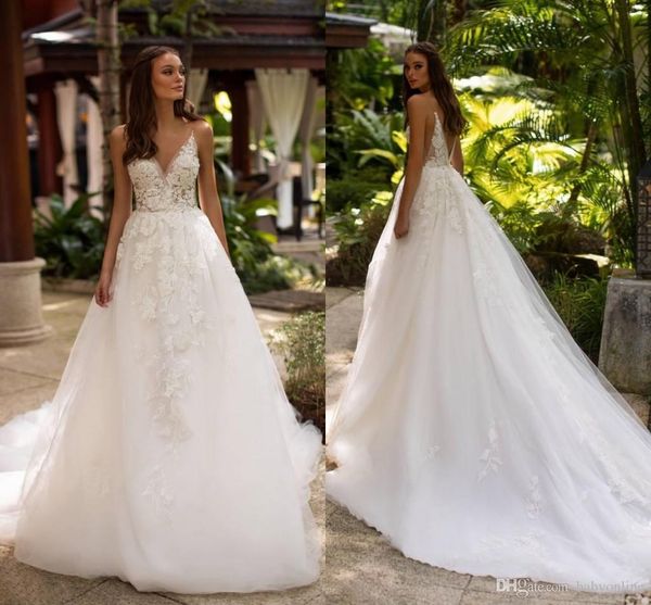 open back garden boho wedding dresses low backless spaghetti lace appliques a line sweep train bridal gowns robe de soriee, White
open back garden boho wedding dresses low backless spaghetti lace appliques a line sweep train bridal gowns robe de soriee, White