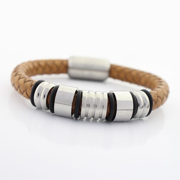 men wristband 8mm genuine braided leather bracelet 316 stainless steel charms big hole bead bracelets with magnet clasp, Golden;silver
men wristband 8mm genuine braided leather bracelet 316 stainless steel charms big hole bead bracelets with magnet clasp, Golden;silver