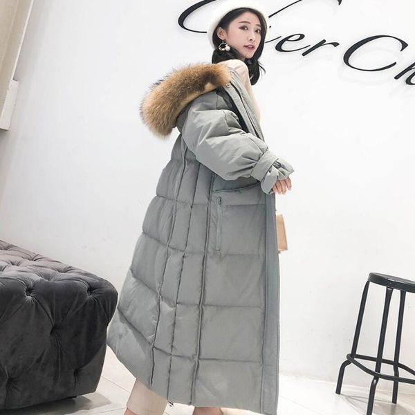 2019 new winter large fur collar hooded white duck down jacket women thick loose long down coat outwear r1430, Black
2019 new winter large fur collar hooded white duck down jacket women thick loose long down coat outwear r1430, Black