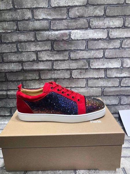 red purple rhinestone junior strass red bottom men's shoes junior spiked men flat red sole shoes low-sneaker lace-up casual trainers, Black
red purple rhinestone junior strass red bottom men's shoes junior spiked men flat red sole shoes low-sneaker lace-up casual trainers, Black