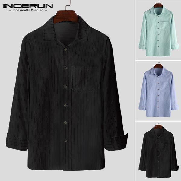 incerun men shirt lapel long sleeve slim button 2020 casual brand striped shirt men streetwear pockets camisa s-5xl, White;black
incerun men shirt lapel long sleeve slim button 2020 casual brand striped shirt men streetwear pockets camisa s-5xl, White;black
