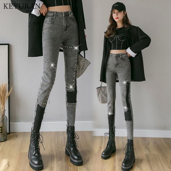 beaded patchwork women jeans high waist gray slim pencil denim pants for women elastic skinny stretchy female trousers lift hips, Blue
beaded patchwork women jeans high waist gray slim pencil denim pants for women elastic skinny stretchy female trousers lift hips, Blue