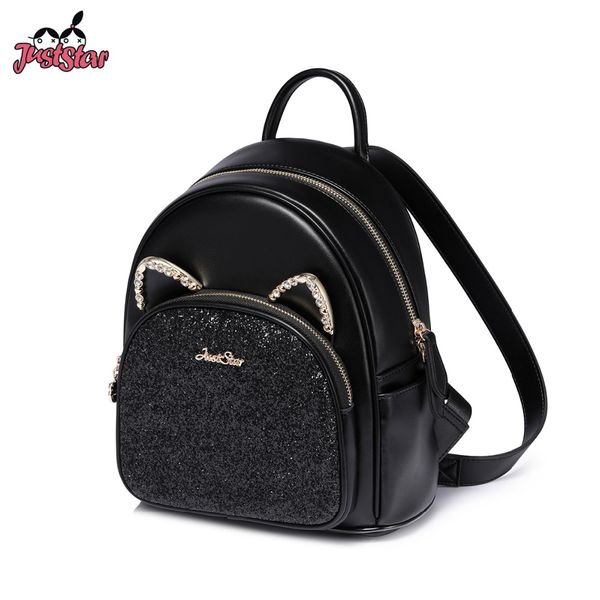 just star women's pu leather backpack female fashion cat ear diamond double shoulder bags ladies travel rucksack
just star women's pu leather backpack female fashion cat ear diamond double shoulder bags ladies travel rucksack