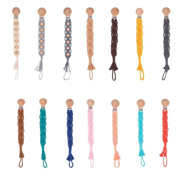 colorful baby pacifier clip knitted pacifier chain dummy clip nipple holder kids clips teether anti-drop rope