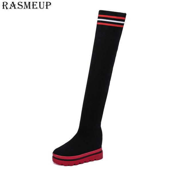 rasmeup autumn over knee women boots thick bottom increased female boots stitching color female elastic, Black
rasmeup autumn over knee women boots thick bottom increased female boots stitching color female elastic, Black
