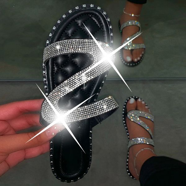 2020 new bright diamonds women's platform slippers summer sandals flip flop outdoor fashion rhinestones buckle lazy slippers, Black
2020 new bright diamonds women's platform slippers summer sandals flip flop outdoor fashion rhinestones buckle lazy slippers, Black