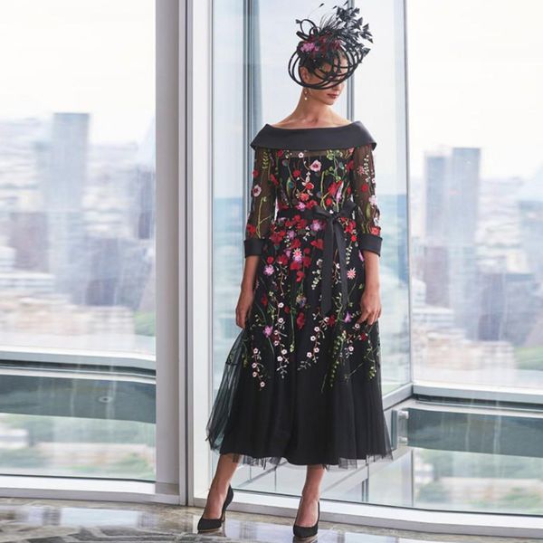 graceful a line embroidery prom dresses portrait neck three quarter sleeve black evening gowns tulle tea length formal dress
graceful a line embroidery prom dresses portrait neck three quarter sleeve black evening gowns tulle tea length formal dress