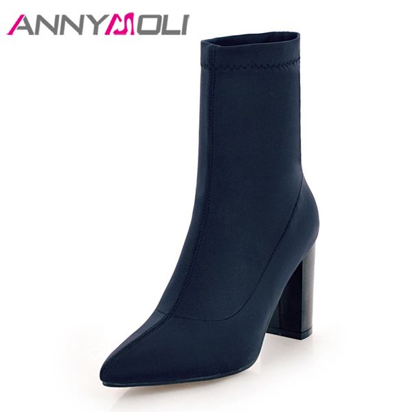 annymoli shoes women boots mid calf boots square high heels autumn pointed toe stretch fabric design shoes red blue plus size 10, Black
annymoli shoes women boots mid calf boots square high heels autumn pointed toe stretch fabric design shoes red blue plus size 10, Black