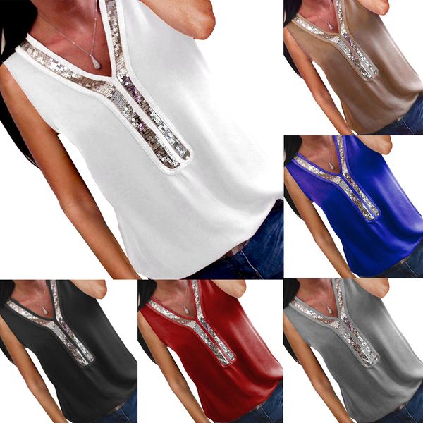 hirigin women sleeveless sequin chiffon loose vest shirts ladies summer casual v neck blouse, White
hirigin women sleeveless sequin chiffon loose vest shirts ladies summer casual v neck blouse, White