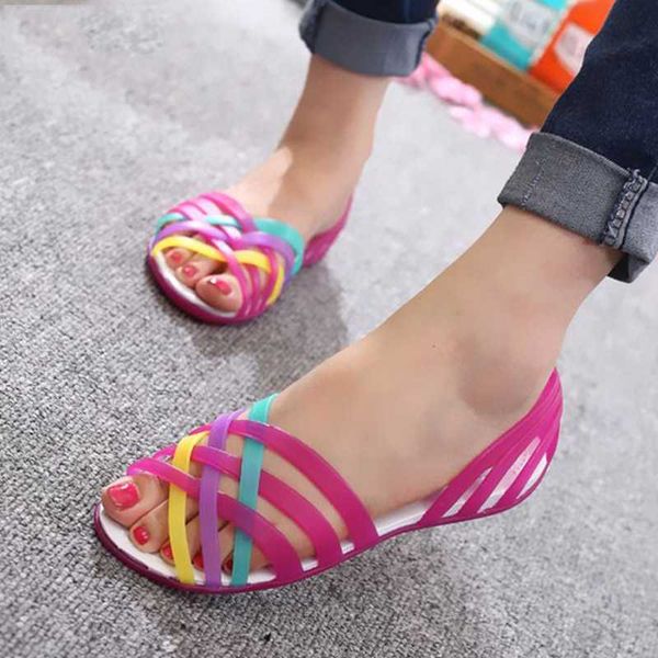 women jelly shoes rainbow summer sandals female flat shoes ladies slip on woman candy color peep toe women's beach zeewes, Black
women jelly shoes rainbow summer sandals female flat shoes ladies slip on woman candy color peep toe women's beach zeewes, Black