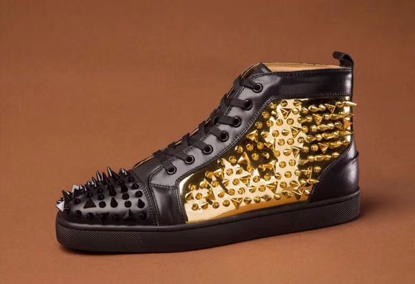 luxury shiny golden stud/spikes/high sneakers shoes women,men red bottom shoes designer casual walking original box size:36-46, Black
luxury shiny golden stud/spikes/high sneakers shoes women,men red bottom shoes designer casual walking original box size:36-46, Black