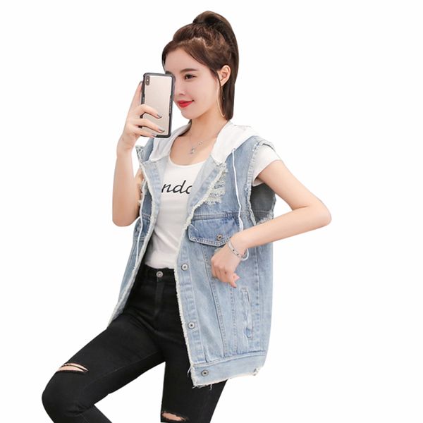 rlyaeiz spring short denim women's vest 2019 summer fashion hole water washing denim vest loose hooded sleeveless jeans jackets, Black;white
rlyaeiz spring short denim women's vest 2019 summer fashion hole water washing denim vest loose hooded sleeveless jeans jackets, Black;white