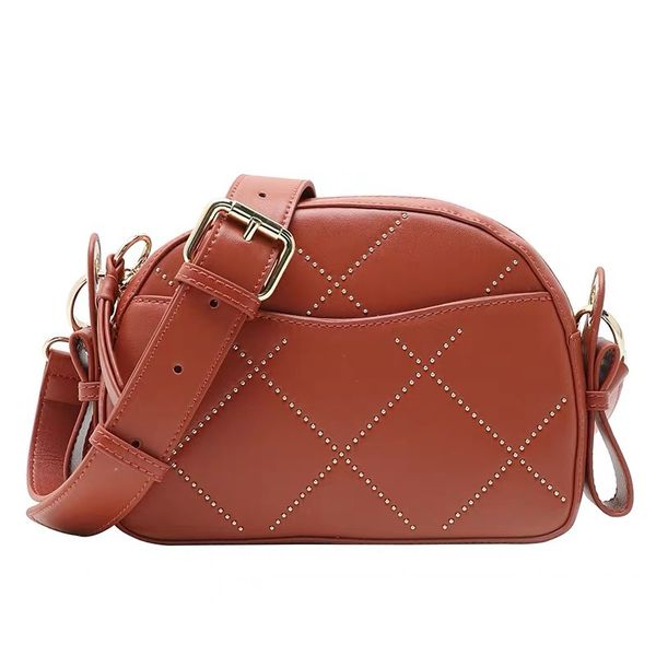 summer new women's leather bags geometric pattern rivet bag