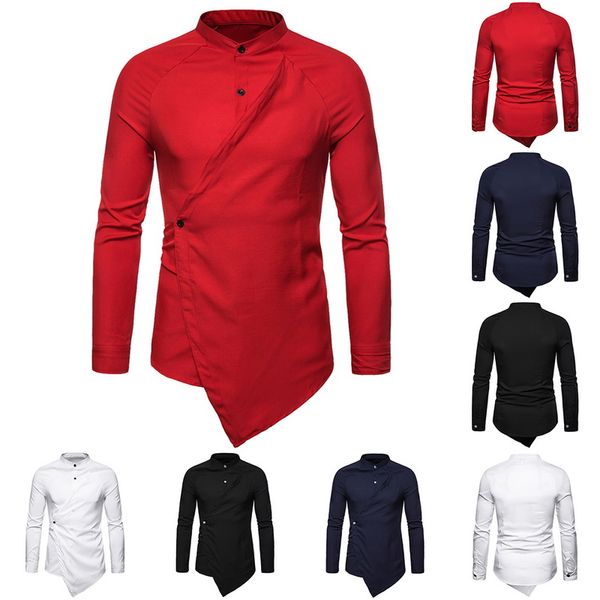 litthing brand new men shirt oblique button irregular long sleeve men shirt new clothes casual slim fit male clothes, White;black
litthing brand new men shirt oblique button irregular long sleeve men shirt new clothes casual slim fit male clothes, White;black