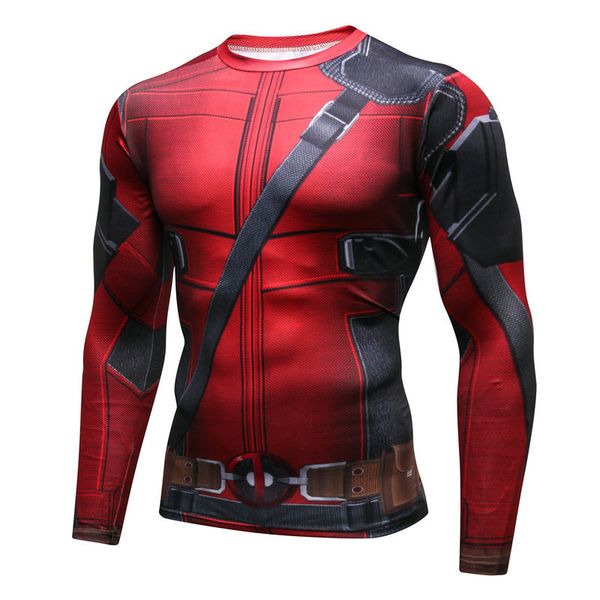 new avenger deadpool 3d men's sports elastic fitness suit running shirt men t-shirt long sleeve compression shirts gym t shirt, Black;blue
new avenger deadpool 3d men's sports elastic fitness suit running shirt men t-shirt long sleeve compression shirts gym t shirt, Black;blue