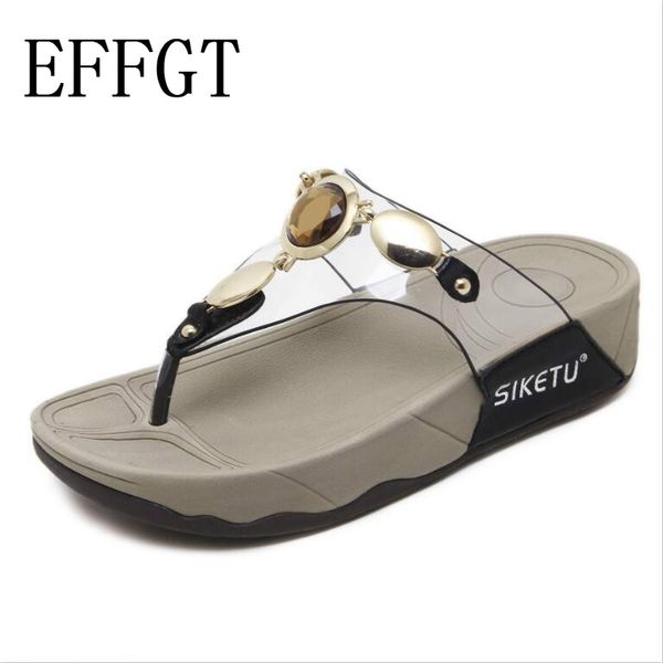 effgt transparent non-slip drill women slippers wedge summer beach shoes light and comfortable sandals female flip flops c567, Black
effgt transparent non-slip drill women slippers wedge summer beach shoes light and comfortable sandals female flip flops c567, Black