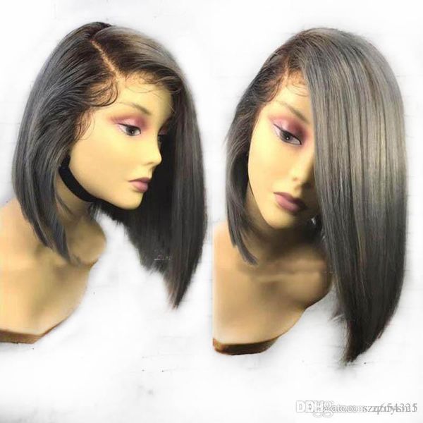 ombre grey color short bob wig human hair 1b/silver silky straight indian lace front human hair wigs with baby hair remy blunt, Black
ombre grey color short bob wig human hair 1b/silver silky straight indian lace front human hair wigs with baby hair remy blunt, Black
