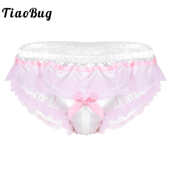 tiaobug men shiny satin sissy panties lingerie pink ruffle floral lace open zipper crotch high cut briefs gay underwear, Black;white
tiaobug men shiny satin sissy panties lingerie pink ruffle floral lace open zipper crotch high cut briefs gay underwear, Black;white