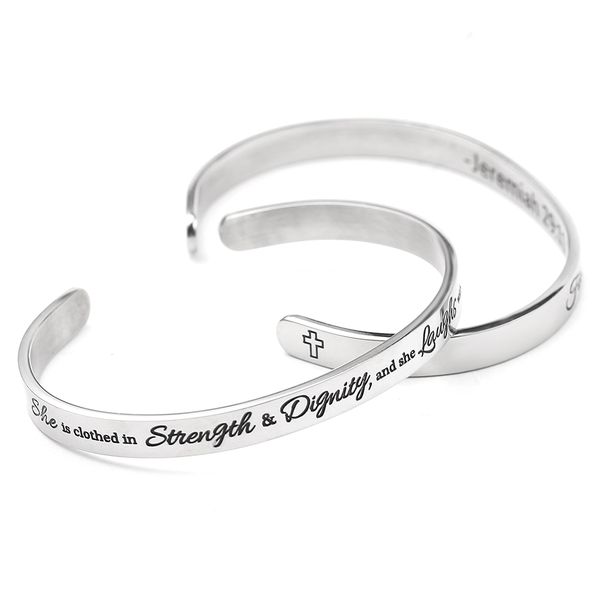 she is clothed in strength and dignity bracelet bangle personalized stainless steel open cuff mantra bracelets bangles, White
she is clothed in strength and dignity bracelet bangle personalized stainless steel open cuff mantra bracelets bangles, White