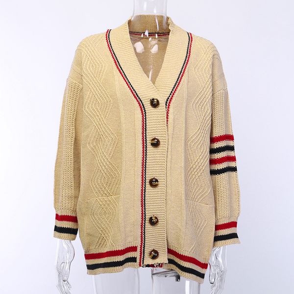 luxury fashion special long sleeve designer cardigan vintage outwears v neck casual work sweater 3 colors, White;black
luxury fashion special long sleeve designer cardigan vintage outwears v neck casual work sweater 3 colors, White;black